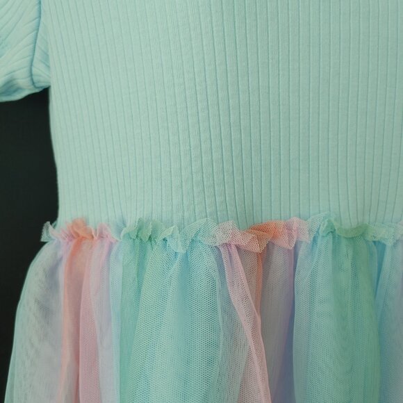 GIRLS RAINBOW TULLE DRESS - PLUS SIZE - Picture 2 of 4